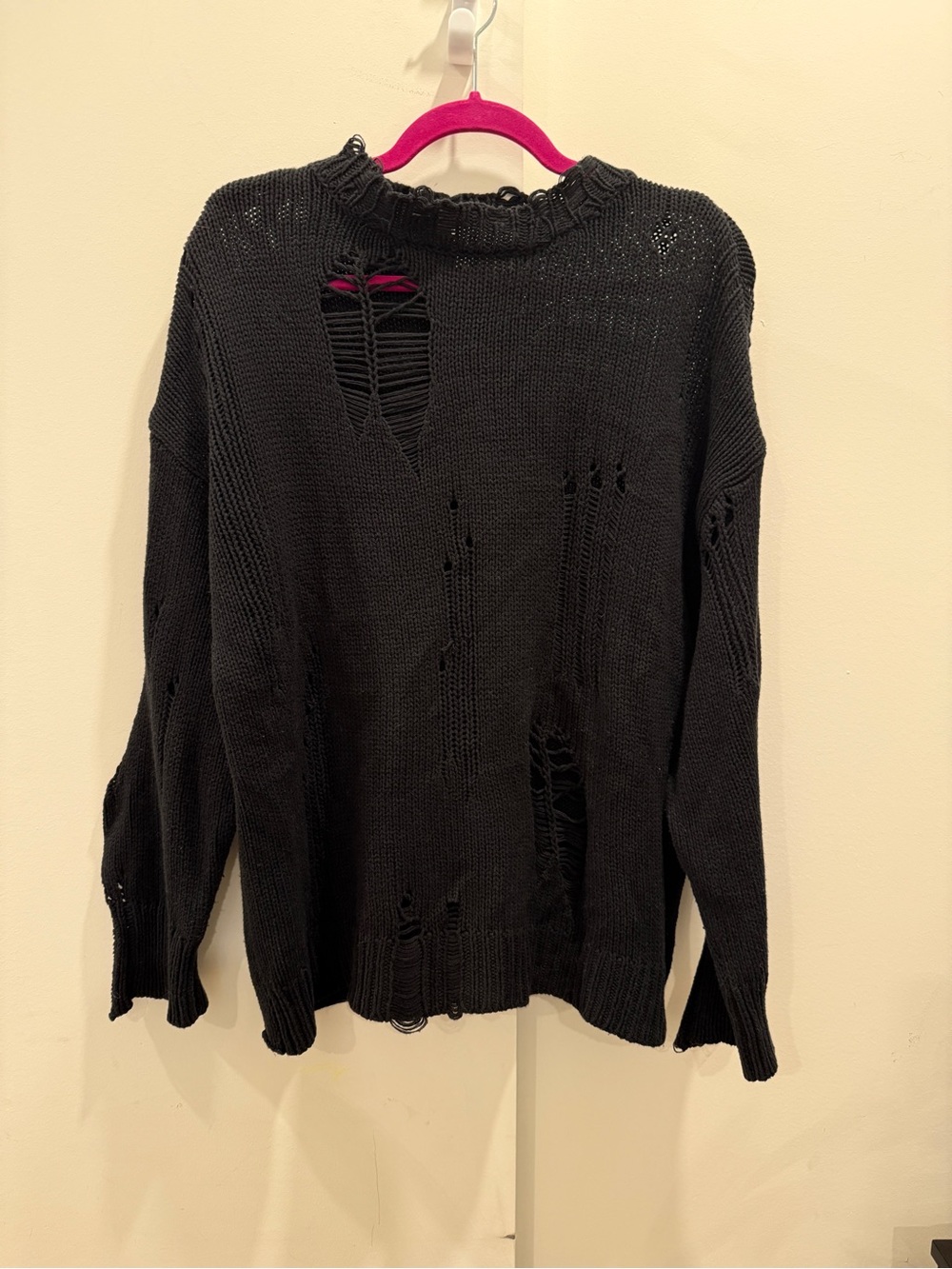 BDG Black Distressed Crewneck Sweater